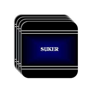 Personal Name Gift   SUKER Set of 4 Mini Mousepad Coasters (black 