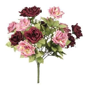 19 Silk Roses Wedding Bouquet Burgundy/Mauve 037:  Home 