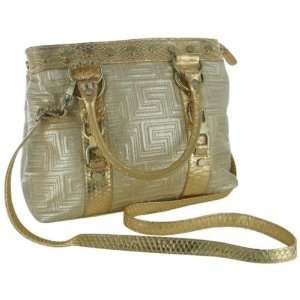  GOLD PURSE WITH CROC TRIM