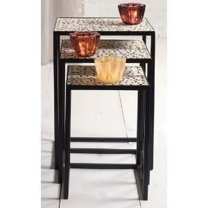  Iron and Styrax Wood Side Tables