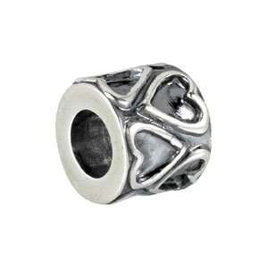  28186 Silver 09.40X08.15 Mm Kera Bead With Hearts: Jewelry