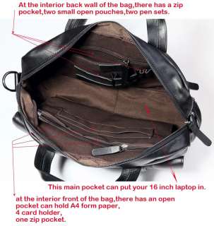   Leather Tote 14 Laptop Briefcase Case Shoulder Business Bag  