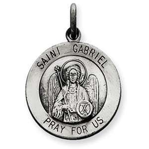  Sterling Silver Antiqued Saint Gabriel Medal Jewelry