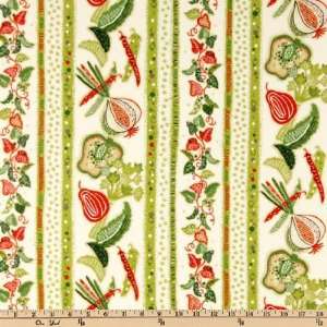   Vegetable Stripe White/Green Fabric By The Yard: Arts, Crafts & Sewing