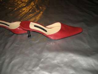 BYBLOS RED SNAKESKIN SLIDE HEELS ITALY 38.5 US 7.5  