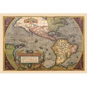  Map of The Americas 24X36 Giclee Paper: Home & Kitchen