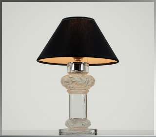 Original RENÉ LALIQUE 1930s ART DECO Glass TABLE LAMP Feuilles De 