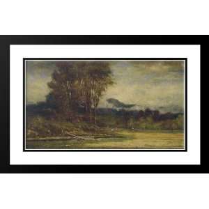   40x26 Framed and Double Matted Landscape with Pond: Sports & Outdoors