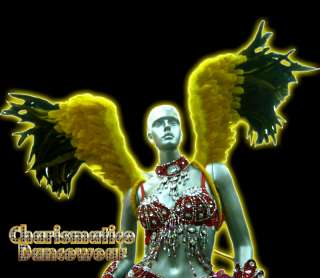 YELLOW Drag CABARET Feather ANGLE WING SHOULDER COLLAR  