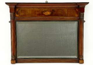 19TH CENTURY MAHOGANY OVERMANTLE MIRROR WITH INLAY  