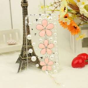   iPhone 4/4S Pink Cherry Blossom and Chain Fringe   Clear: Cell Phones