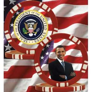   President Obama 5 Spot Blank 11.5g Poker Chip   RED: Sports & Outdoors