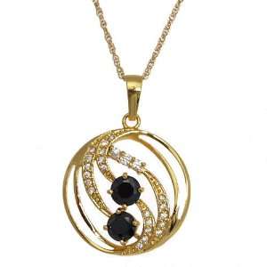  Wan Li Gold Plated Jet Crystal Necklace Jewelry