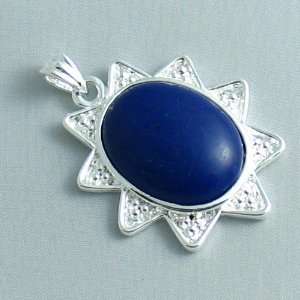  Silver Plated Lapis Lazuli Pendant Star   Ladies Necklace 