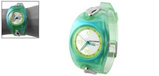Ladies Pale Green Soft Plastic Band Round Wristwatch  