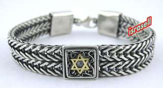 STAR OF DAVID BRACELET FROM ISRAEL Silver/Gold/Cat Eye  