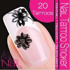  Nail Tattoo Sticker Blossom / Flower   black: Beauty