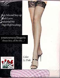 INDUSTRIAL NET Lace Top Silicone Stay up STOCKINGS OS  