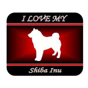  I Love My Shiba Inu Dog Mouse Pad   Red Design 