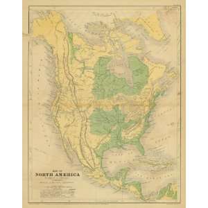  Cartee´1856 Antique Geographical Map of North America 
