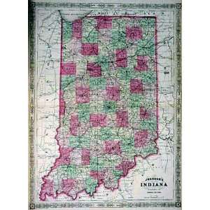  Johnson 1864 Antique Map of Indiana