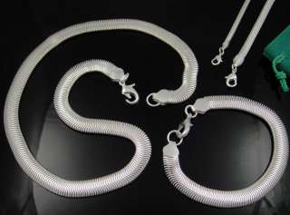 925Silver Snake Chain Bracelet Necklace Set Hot SS01  