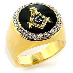   Masonic Ring   Black Background   CZ Crystal   Sizes 8 13, 13 Jewelry
