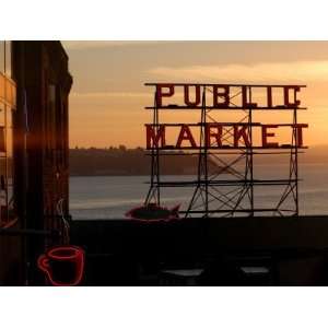 Pike Place Market and Puget Sound, Seattle, Washington State Premium 