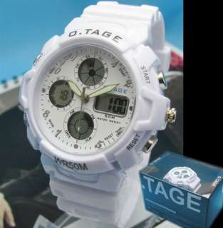 Dual Time Digit White Diving Sport Backlight Watch 0438  