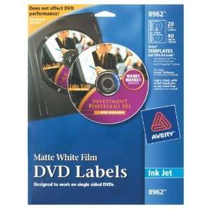  Avery DVD Labels Matte White for Ink Jet Printers (8962 