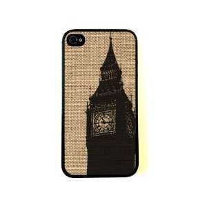  Big Ben On Burlap iPhone 4 Case   Fits iPhone 4 and iPhone 4S Cell 