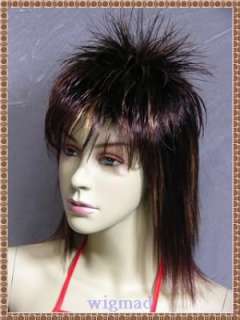 Medium Spiky Mixed Brown Hair Wig w/Gift (M10 ab)  
