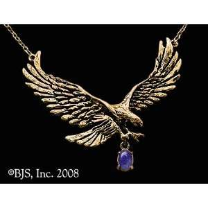   Gold, Lapis Lazuli set gemstone, Eagle Animal Jewelry, 14 k gold