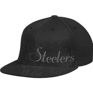   Steelers Black Flat Visor Flex Fit Baseball Cap