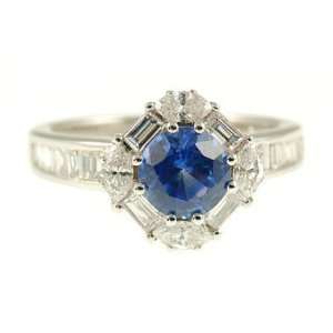  Elegant Round Blue Ceylon Sapphire Ring   Channel and 