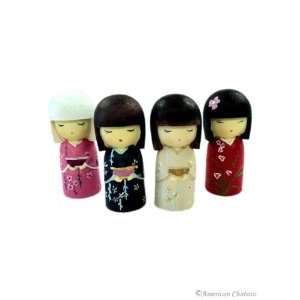    Set Of 4 Traditional Japanese Dolls Figurines Decor
