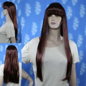  Long Straight Auburn Wig with Bangs: Office Products