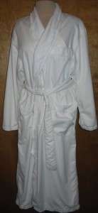   White Silky Terry Lined Cypress LONG Spa Robe Sz Large L  