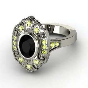  Chamonix Ring, Oval Black Onyx 14K White Gold Ring with 