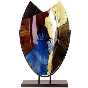   Speedy Series 21 Inch by 14 Inch Abstract Vase with Metal Stand, Oval