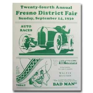  1930 Fresno District Fair Racing Poster Print