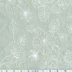  54 Wide Embroidered Voile Sage Fabric By The Yard: Arts 