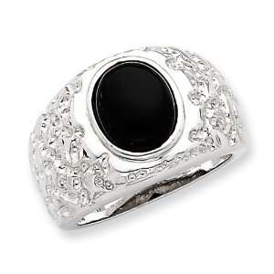  Sterling Silver Mens Onyx Ring Size 9: Jewelry