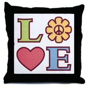   Pillow LOVE with Sunflower Peace Symbol and Heart 