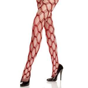   By Music Legs Diamond Lace Pantyhose   Adult / Red 
