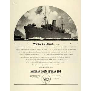  1944 Ad American South African Line ASAL Flag Farrell 