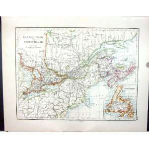  Johnston Map 1906 Canada Newfoundland Manitoba Ontario 