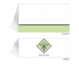  250 Personalized Place Cards   Monogram Mint Olive Diamond 