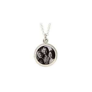  Silver Round Smile Photo Pendant, Mothers Jewelry 