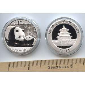  2011 China 10 Yuan Panda 1 Ounce .999 Silver Gem 